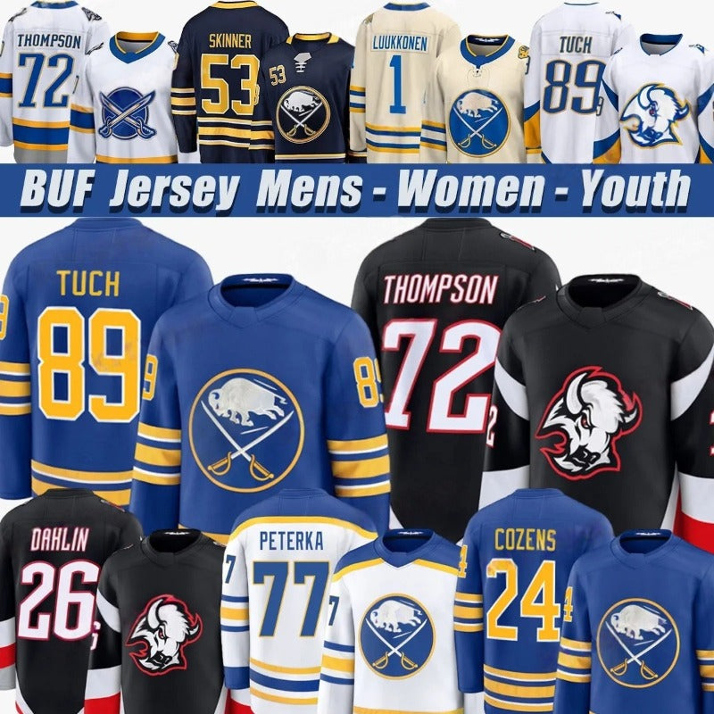 72 Tage Thompson Jersey Alex Tuch Rasmus Dahlin Sabres Jerseys 27 Devon Levi Jersey JJ Peterka Jason Jersey Zucker Ryan McLeod Honor Hockey Jerseys