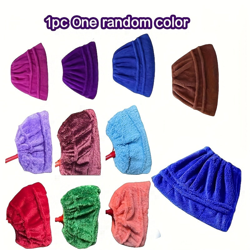 TEMU 1pc Multi-functional Coral Fleece Broom Cover - Reusable, Super Absorbent, Durable Polyester, Mixed Colors, Soft Surface For Safe Manual