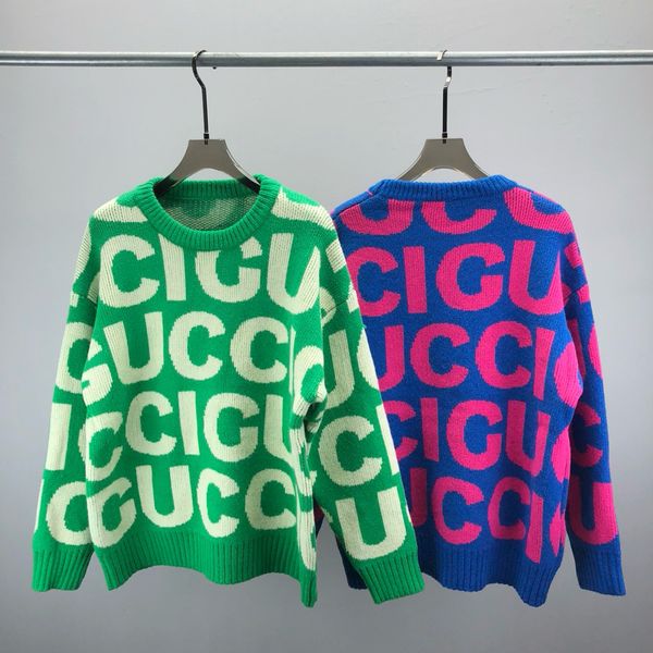 Mens Plus Size Sweaters New AOP jacquard letter knitted sweater in autumn - winter 2024acquard knitting machine e Custom jnlarged detail cre