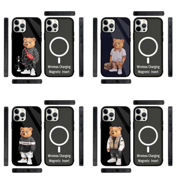 Cell Phone Cases Fashion Baron F-Filou Bear Case Strong Magnetic Suitable for iPhone 15 14 13 Pro Max Plus 11 12 Mini Wireless Charging H250