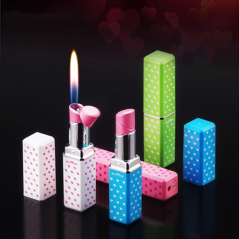 New Lipstick Lighters Creative Butane Gas Lighter Refillable Open Flame Lighter Smoking Gift