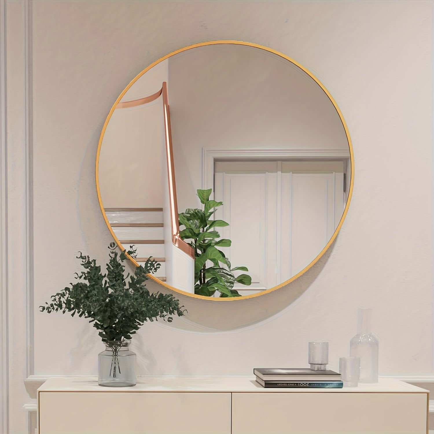 TEMU Circle Mirror, Black Round Wall Mirror, Round Vanity Mirror For Bathrooms, Entryways, Living Rooms And Wall Decor Gold