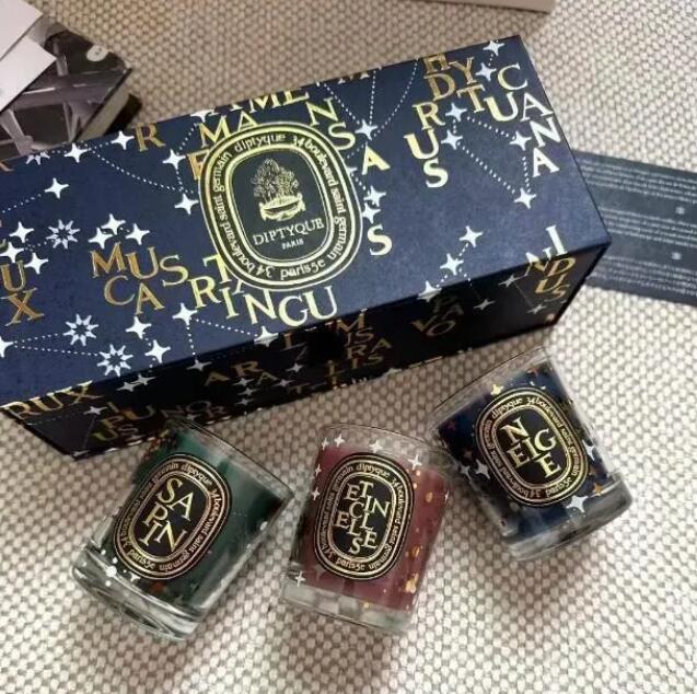 Scented Candle 70g x3 Scented Candles Etincelles Sapin TUBEREUSE NEIGE Limited Gift Box Set Wedding Gift Fragrance Glass Incense Candles Cup Set R25