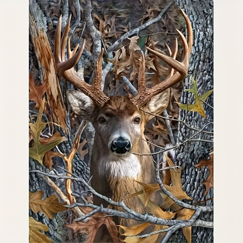 TEMU 1pc 5d Diamond Painting Kit, 11.8x15.7 Inches, Deer Canvas Art, Animal Theme Round Diamond Mosaic For Beginners & Craft Lovers, Ideal Wall Decor