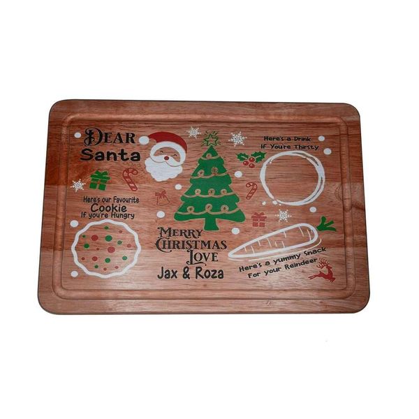 Wooden Personalised Eve Tray Board, Milk And Cookies For Santa Claus, Rustic Christmas Birthday Kitchen Decorations