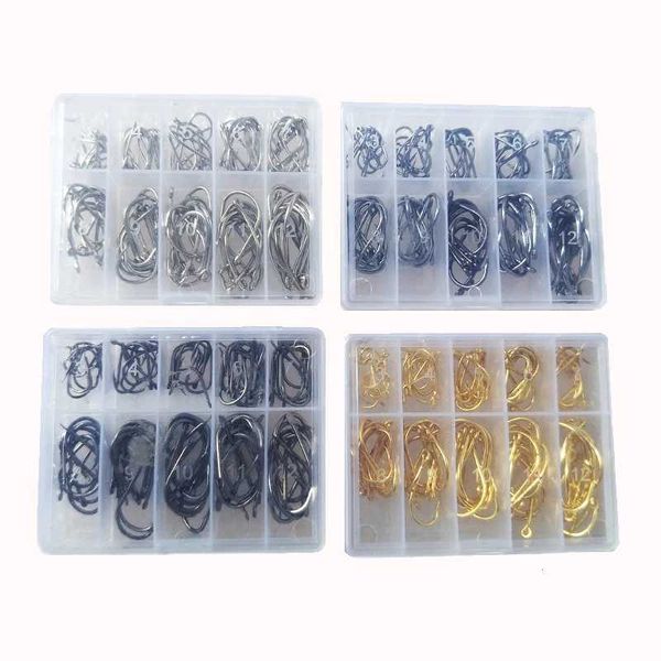 100pcs Fishhooks Set Black Gold White Eye Flat Circle Head Fish Hook Jig Carp Sea Fishing Hooks Goods Accessories Tackle PescaXJ240814