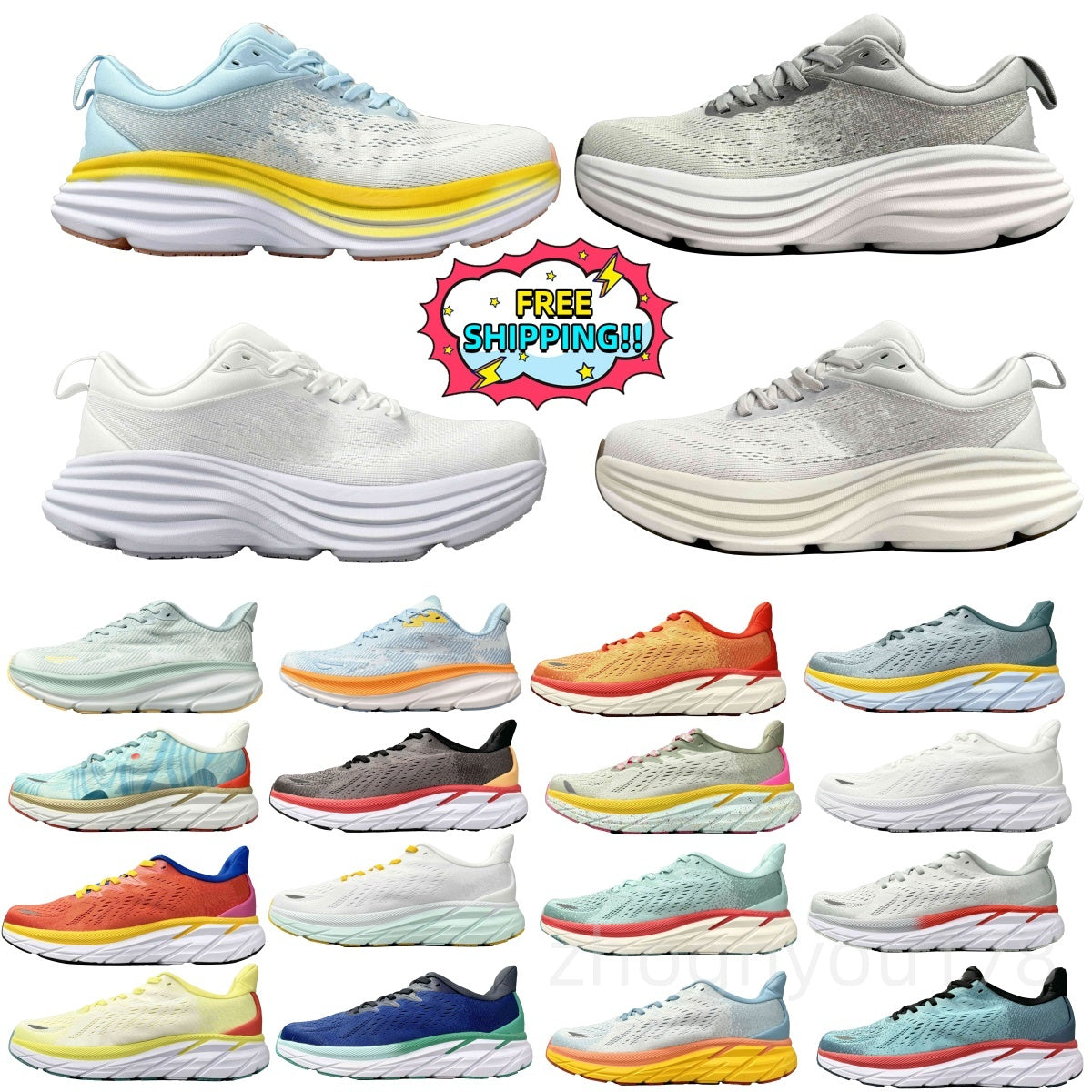 Bondi 8 mens designer shoes Airy Blue Sunlit Ocean Chalk Violet Impala Hokasneakers Women Mock Orange Goblin Blue one one summer song luxury men wom