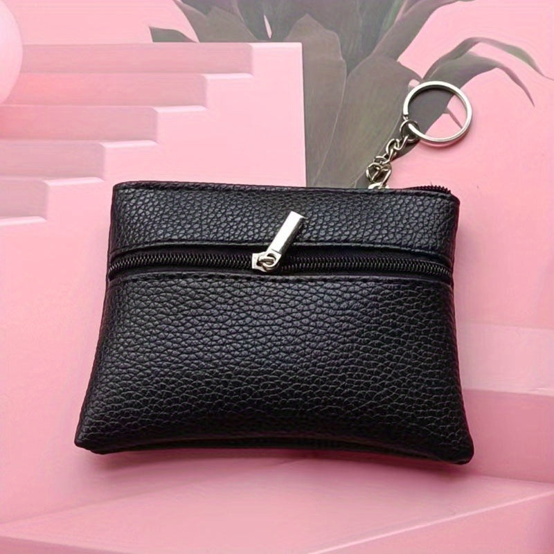 TEMU A Soft Pu Leather Coin Purse Short Wallet Key Bag Coin Purse Zipper Small Wallet Christmas Gift