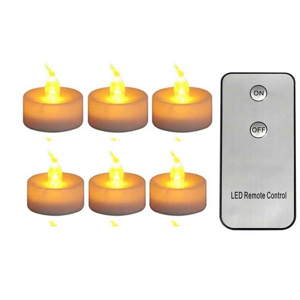 3-6-12 Pieces Small Remote Control Flameless Tea Lights Battery OperatedFlickering Yellow Light Mini Christmas Votive Candles Y240815