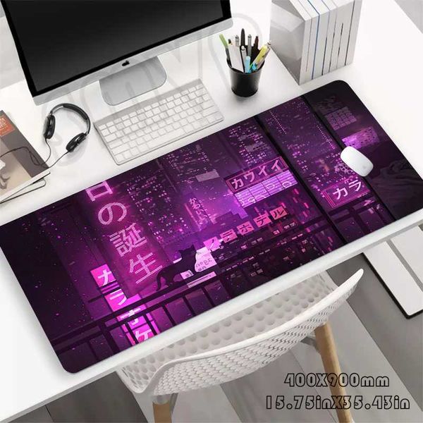 Mouse Pads Wrist Rests Neon Mouse Pad 40x90cm Gamer Desk Mat Big Gaming Mousepad XXL Mouse Mat Large Keyboard Mat Desk Pad For Computer R240