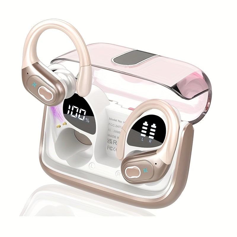 TEMU 2025 New Wireless Headphones Sports Cordless Headphones, Wireless 5.3 Headphones, 50h Stereo Hd Microphone, Led Display, Sports-running Hook