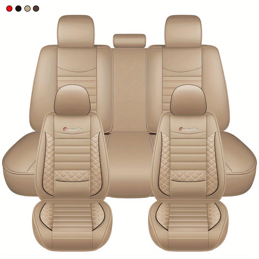TEMU 5 Seat Premium Than Synthetic Leather Full Set Car Seat Universal Seat Covers Full Set, Premium, Waterproof & Durable, Ideal For Most Cars, Suvs