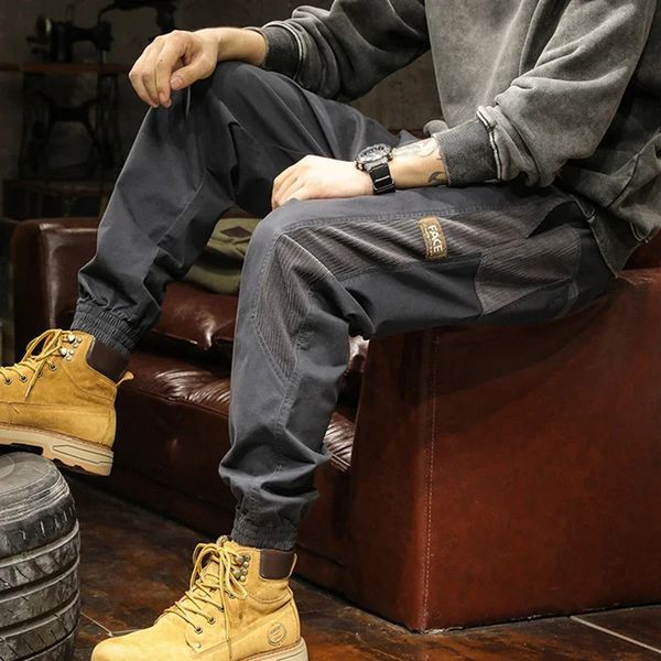 Autumn decal jogging mens cargo pants casual drag tactics Y2K sports pants street clothing bag decal work pants 241007