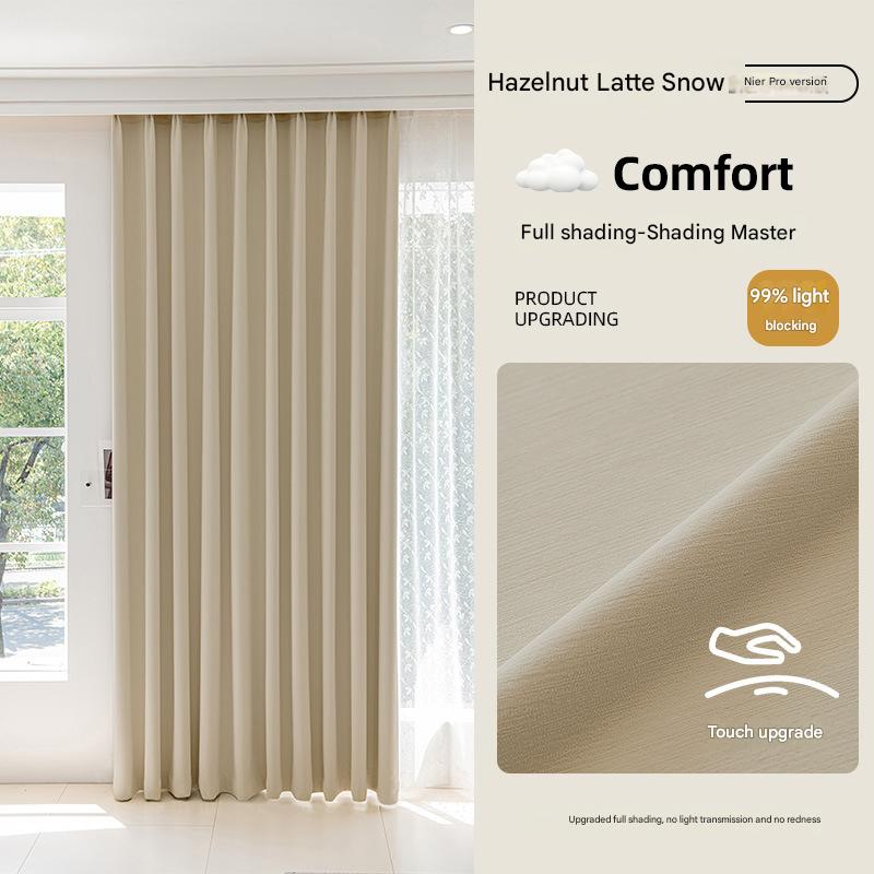 B12 Shaoxing curtain blackout bedroom 2025 new high temperature setting cream double-sided same color chenille thickened living room