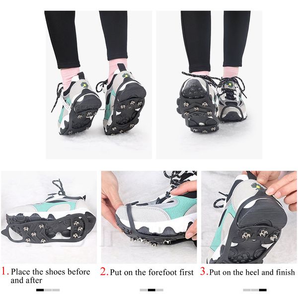 KOTLIKOFF 8 Studs Anti-Skid Ice Gripper Spike Winter Climbing Anti-Slip Snow Spikes Grips Cleats Over Shoes Covers Crampon