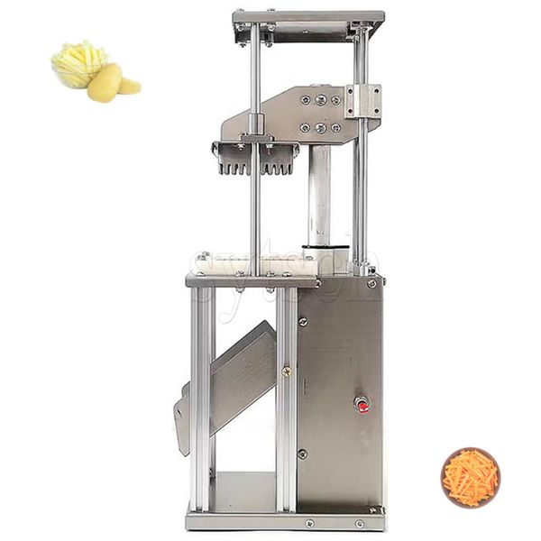 Electric Potato Chips Making Machine 8MM 10MM 12MM 15MM Vertical Carrot Cucumber Strips Cutter Stainless Steel
