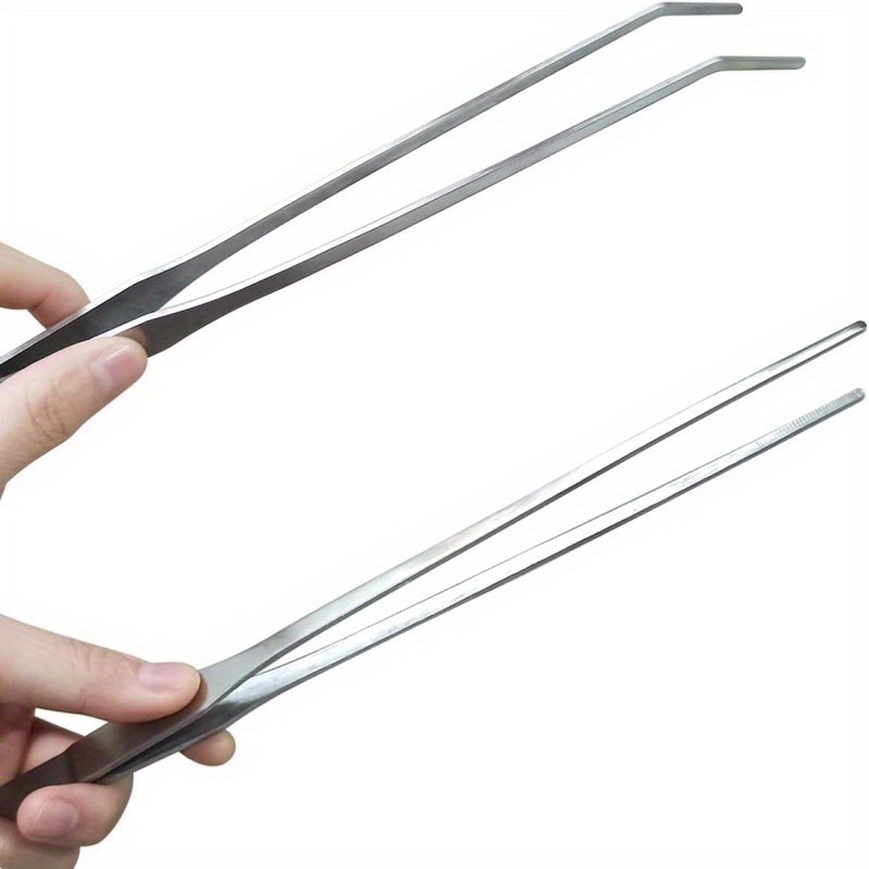 TEMU 2 Pcs , Aquarium Tweezers Stainless Steel Straight And Curved Tweezers Set 27cm-10.6 Inches Aquascaping Tools For Hold Worms, Reptiles, Lizards,