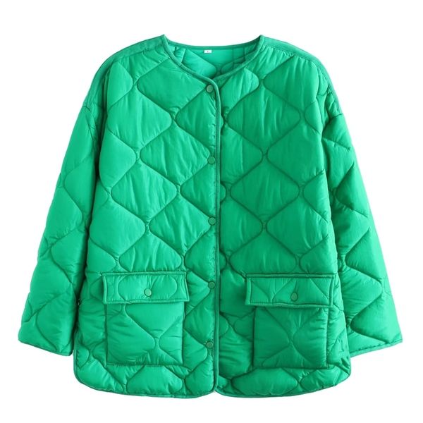 Women&#039;s Down Parkas Women&#039;s Parkas Jacket Bomber Coat Green Outwear Casual Loose Outerwear Solid Long Sleeve Elegant Streetwear Vi