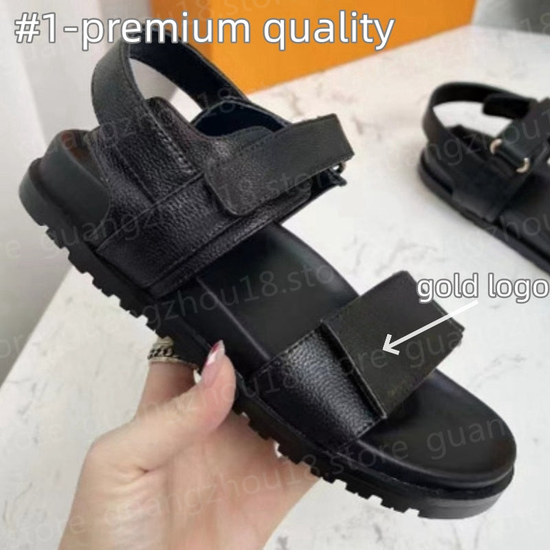 (go off picture not the description) Premium Designer Sandals for Women Summer Holiday Daily Style Shoes Denim Lichi Leather Sandals with Metal Logo