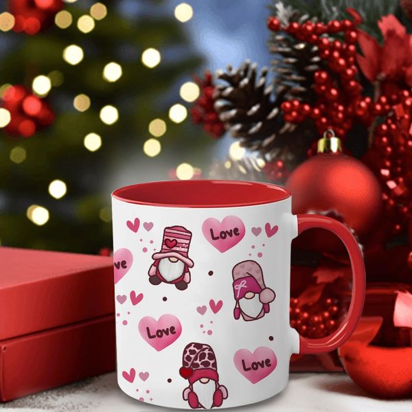 11oz Ceramic Coffee Mugs with Handle Xmas Cute Style 3D Print Valentine Gnome Dishwasher Microwave Safe Birthday Party Gift Mug 250109