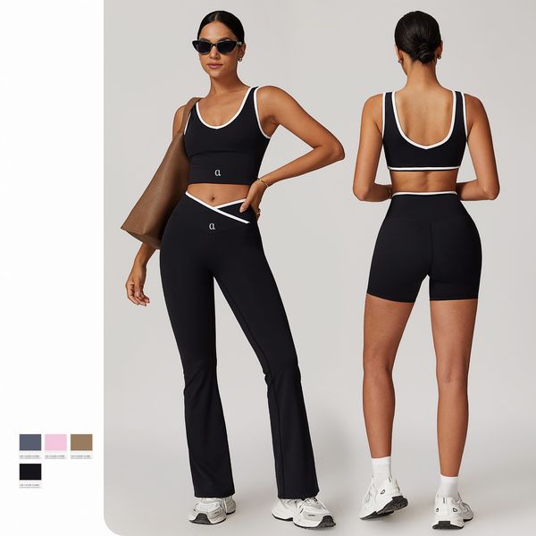 A8843 Yoga Set Women Two Pieces Bralette Gym Sports Tracksuits Bra Fitness Shorts Fared Pant Workout Sports Clothes B97