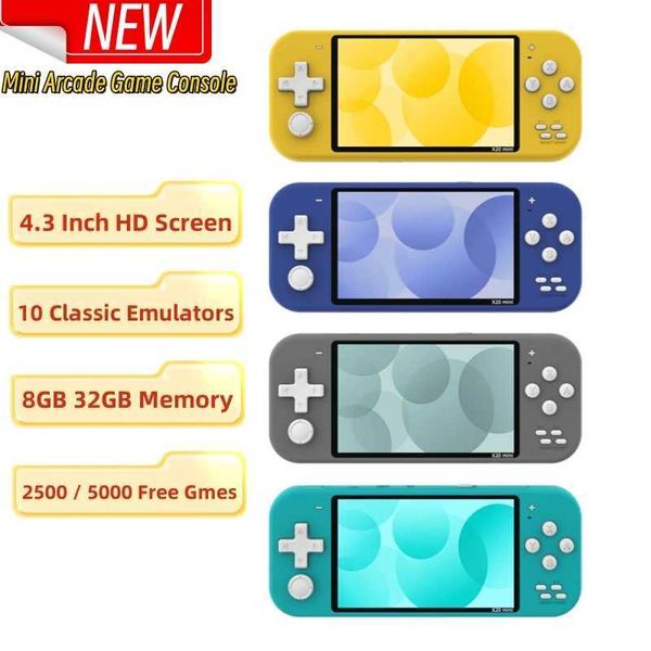 Fashion Mini Portable Game Console With Games 4.3 Inch HD Screen 8GB 32GB Thousands Free Games X20 Mini Video Game Machine Y240808