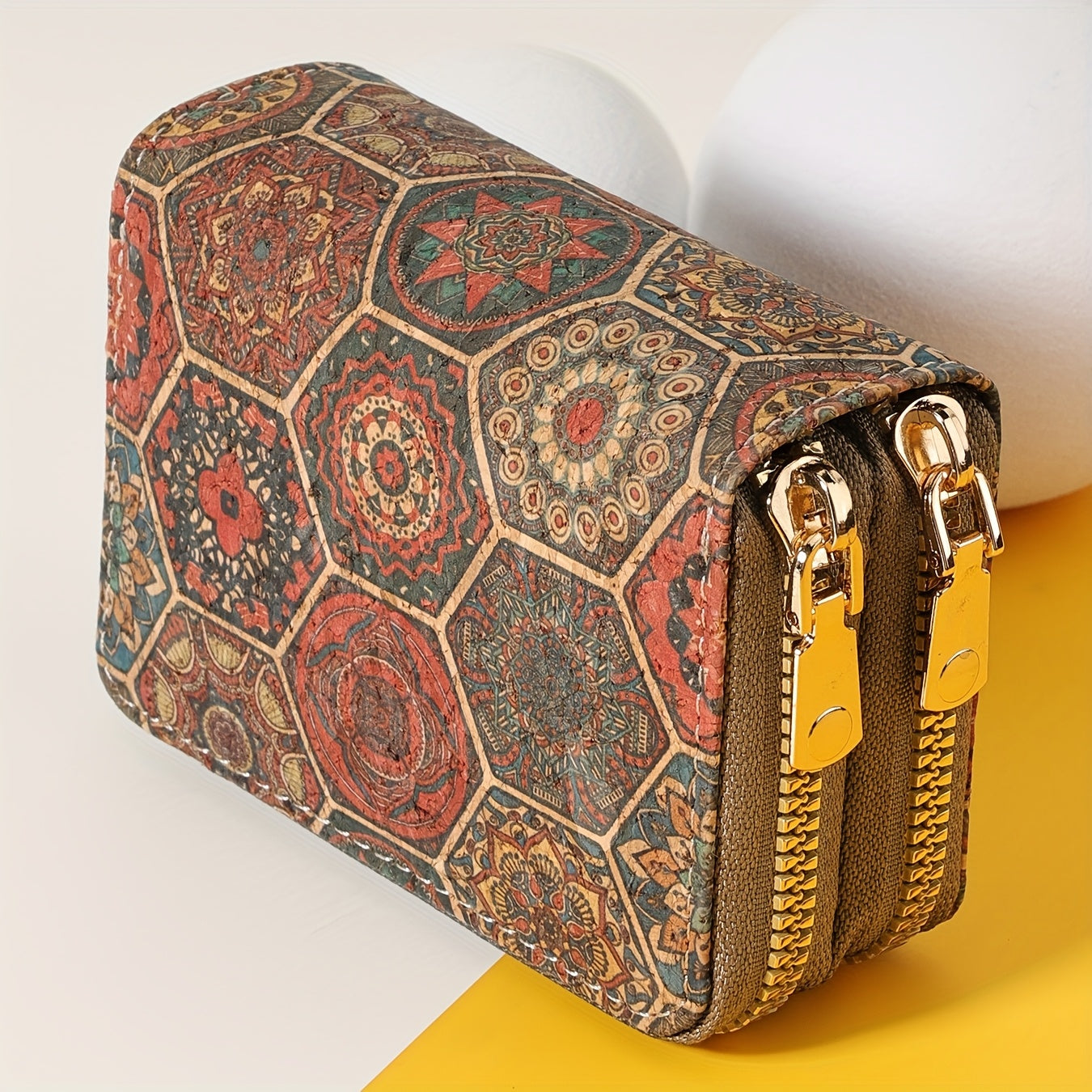 TEMU Women's Stylish Credit Card Holder & With Double-layer Zipper, Mandala , Organizer For Travel,, Outdoor Activities