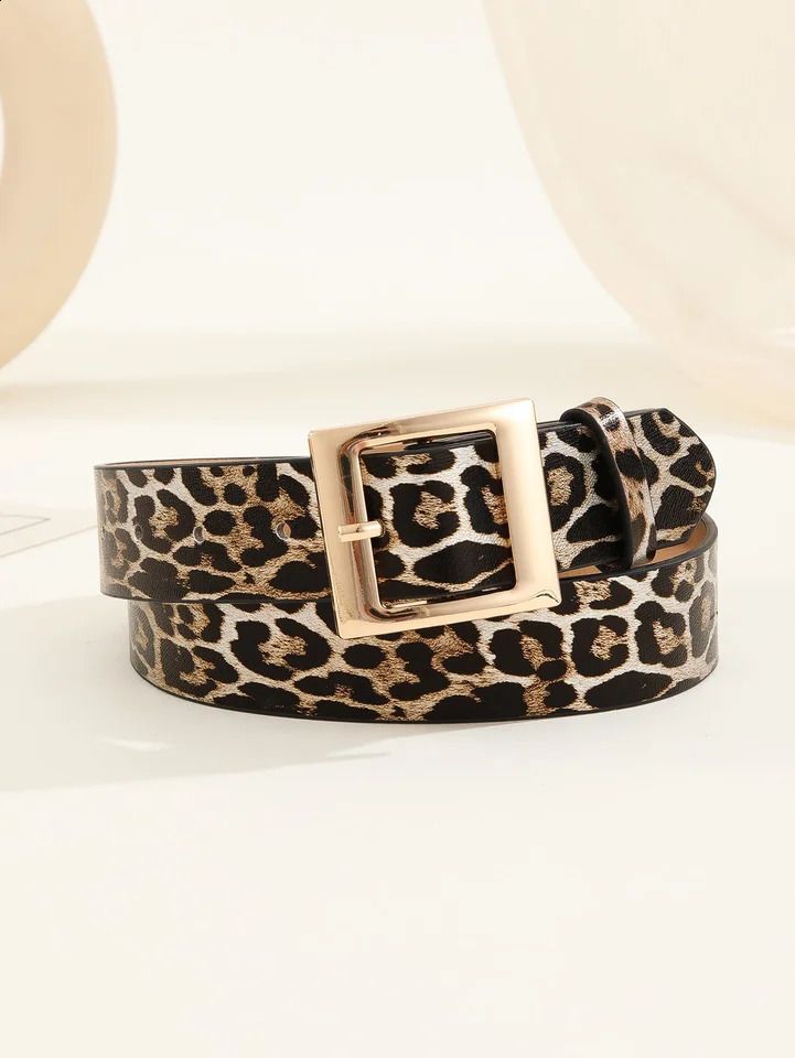 Best Vintage Chic Leopard Print Belt Soft PU Leather Classic n Adjustable Buckle Casual Jeans Pants Accessory Decorative G 241116