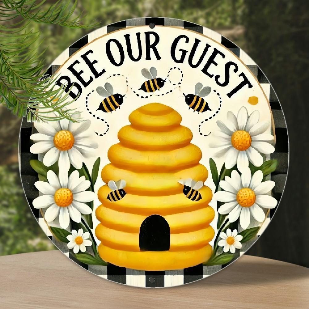 TEMU 2d Flat 1pc Sign - Round Aluminum Metal Wall Decor With Engraving, 8 Inch, Ideal For Home, Cafe, Apartment, Restaurant, Living Room Decoration,