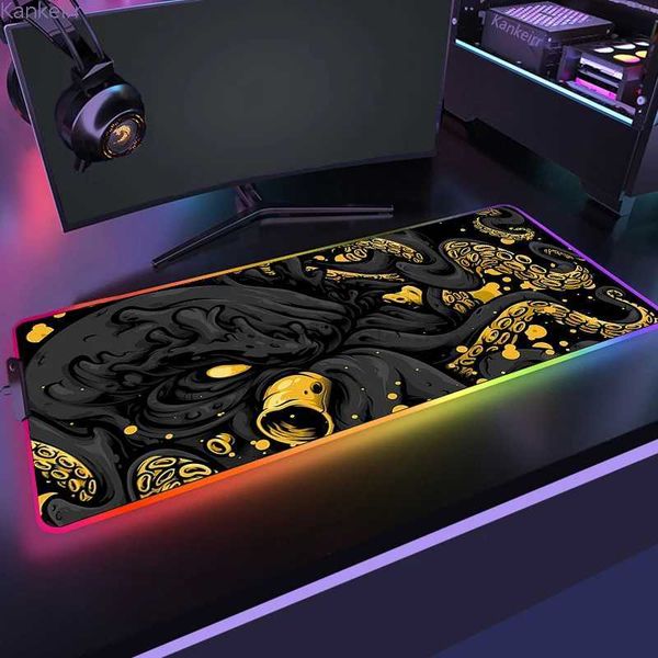Large RGB Mouse Pad XL Gaming Mousepad LED Mouse Mat Octopus Table Pads Keyboard Mats Desk Rug Cool Gamer Mousepads With BacklitM240802