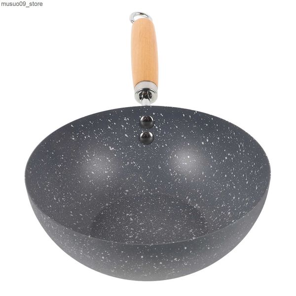 Other Cookware Small Non-stick Wok Cookware Accessories Iron Everyday Pan Japanese Kitchen Supply Wood Home Frying for Stoves Gas Pans L2409