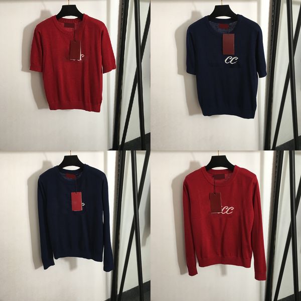 Luxury Wool Tees Letter Print Knits Jumper Women Crew Neck Knitwear Casual Slim Knitted Blouses Sweater