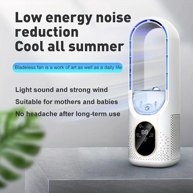 TEMU Bladeless Fan Portable Air Cooler Usb Tower Fan Desktop Bladeless Fan - Water , 7 Color Led Ambient Light, Timer And Smart - Perfect, Travel,