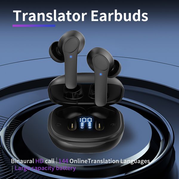 Language Translation Earbuds: 3-in-1 Translator Earbuds, real-time translation in 144 languages and accents, fit iOS - Android, ideal for tr