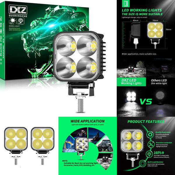 New DXZ Car 4Led Spotlight 9-80V 20W Engineering Auxiliary Light Modified Motorcycle Headlight For Raptor Grand Cherokee Accessories