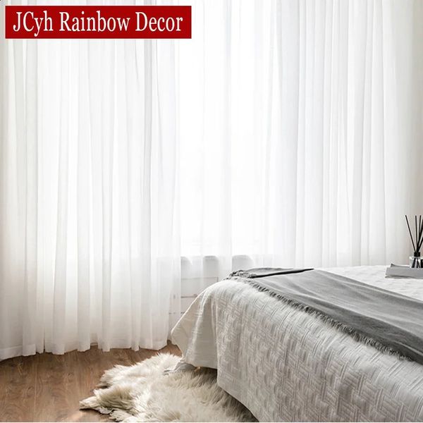 Curtain White transparent curtains used for living room windows transparent film curtains Cortinas wedding curtains home decoration Voilage