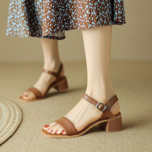 2024 Summer Open Toe Chunky High Heel Shoes for Concise Women Sandals 413e