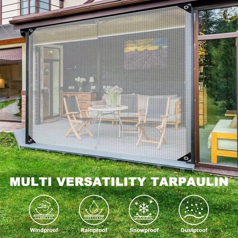 multi-purpose rainproof cloth with sealed mesh holes, comes with a binding rope, suitable for outdoor use, courtyard, garden, window balcony