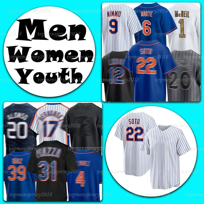 22 Juan Soto Baseball Jerseys New Yorks 12 Francisco Lindor Mets 20 Pete Alonso 9 Brandon Nimmo 1 Jeff McNeil 6 Starling Marte 39 Edwin Diaz 16 Dwig