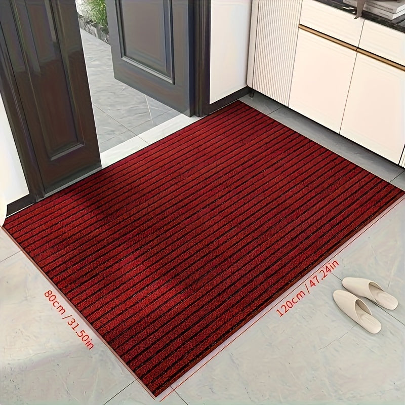 TEMU 1pc Striped Dirt Resistant Floor Mat, Waterproof Non Slip Floor Mat, Outdoor Entrance Doormat, Entryway Mat, Front Porch Doormat, And Dust