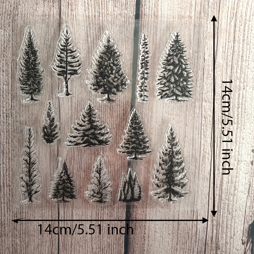 TEMU Branch Pine Tree Clear Stamps For Diy Scrapbooking Card Making Album Decorative Seal Craft Rubber Stamp