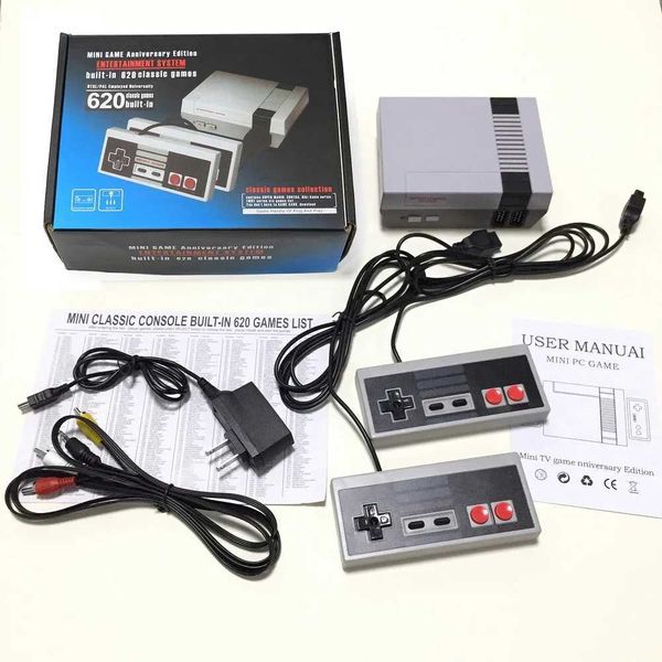 Mini 8-bit video game console NES with built-in 620 classic retro games 2 game board ports AV output TV handheld boys and childrens gifts Y2
