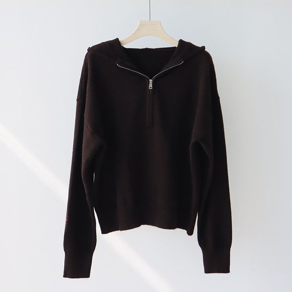 bbrwt2 Women&#039;s Knit Sweater with Thick Half Placket Zipper - Casual Loose Fit for Fall & Winter Outerwear