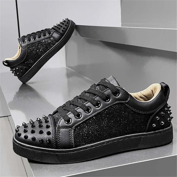 Fashion New Men&#039;s Rivet Rock Punk Mixed Patchwork Leather Platform Shoes Mal e Sports Walking Sneakers Footwears atos Hombre