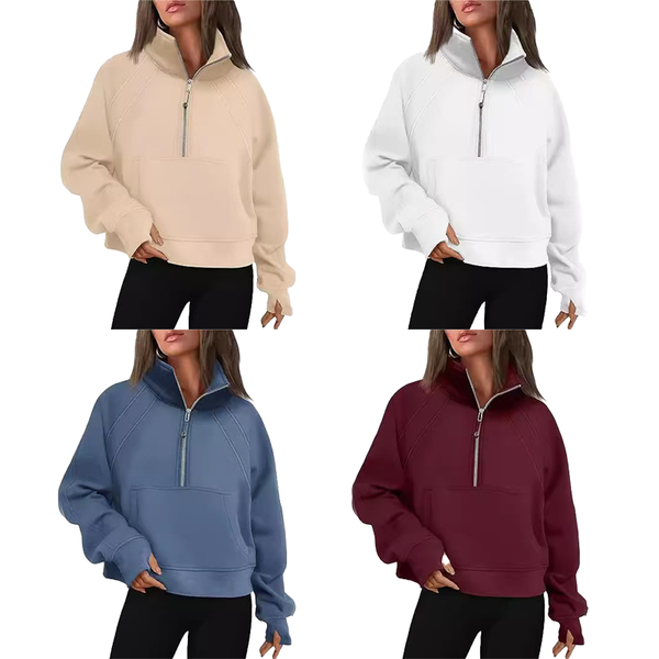 Women&#039;s Yoga half-zip set scuba hoodie Designer hooded sweatshirt Women&#039;s fitness activewear Outdoor sports jogging hoodie Thick l