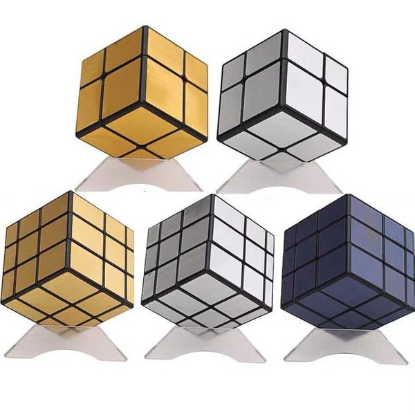 Magic Cubes QiYi 2x2 3x3 Mirror Cube Gold Silver Brushed Magic Cube Speed Professional Puzzle Cubo Magico Toys for Children Blocks Gift Toy