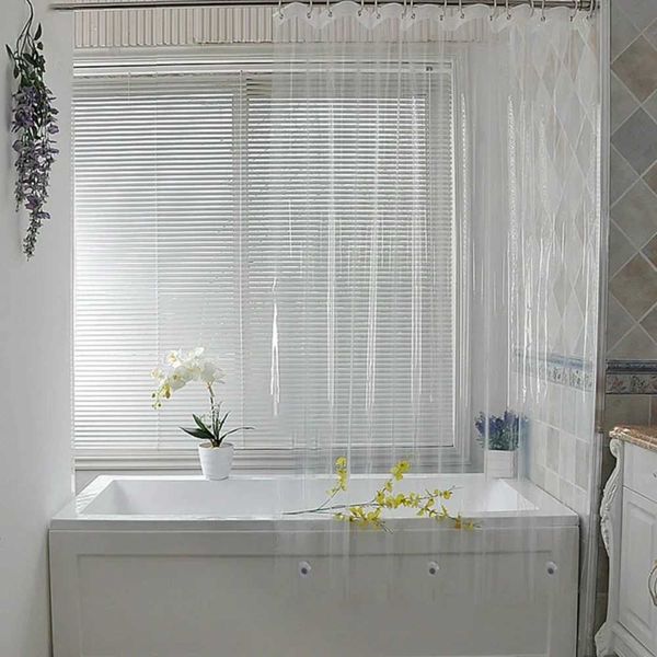 High Clear Shower Curtain Waterproof Transparent Curtains Liner Mildew PEVA Bath Curtains With Hooks Home PEVA Bathroom Decor Y240815