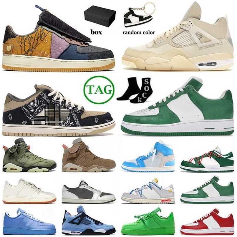 with Box Travis Scotts Jumpman Basketball Shoes Mens Womens High af 1 Cactus Jack 4 Offs White Mca 5 6 Reverse Mocha Low Casual shoe SneakersM0JS