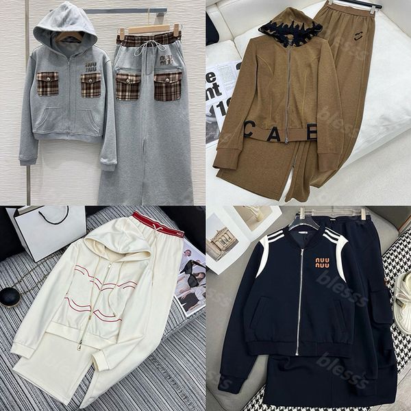 33 Styles Hoodied Casual Set Designer Zip Jacket Tops Luxury Casual Pants Women Two-piece Sets -20 Long Sleeve Coat Pant Color Blocked Track