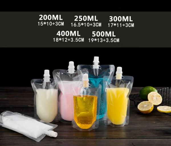 wholesale 17OZ 500ML Stand-up Plastic Drink Packaging Bag Spout Pouch for Beverage Liquid Juice Milk Coffee 200-500ml LL
